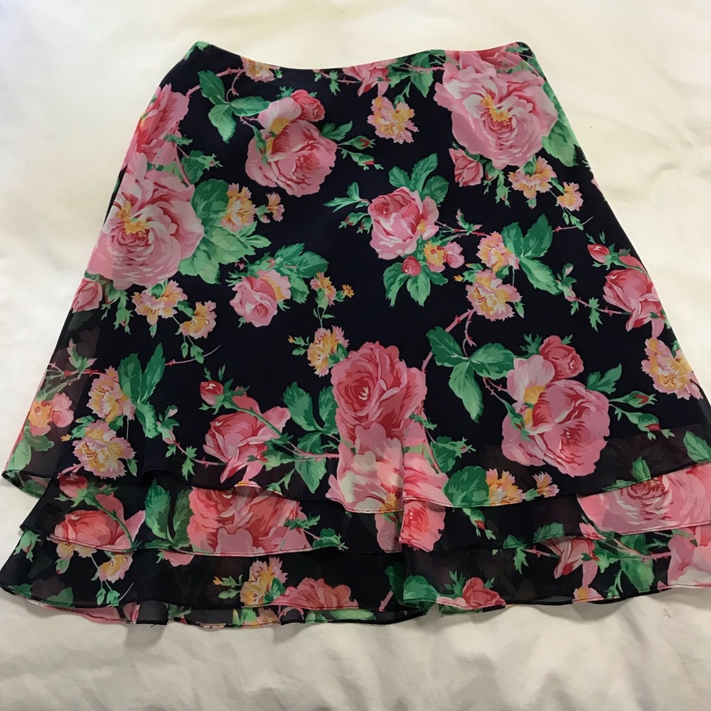 Lauren Ralph Lauren navy skirt with pink flowers